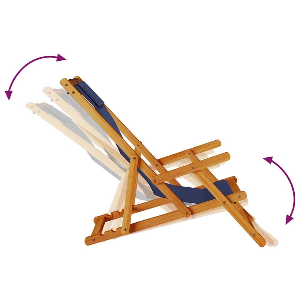 Solid Wood Folding Beach Chair with Armrests