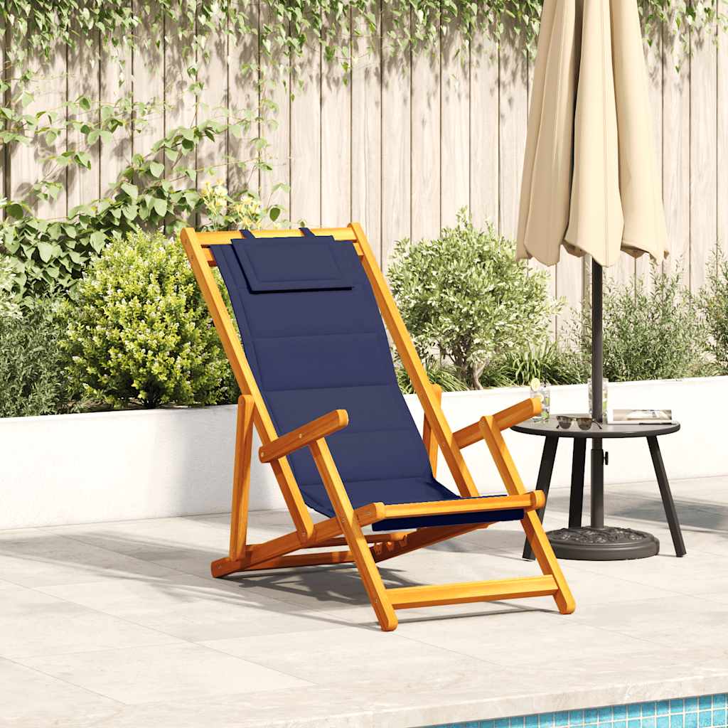 Solid Wood Folding Beach Chair with Armrests