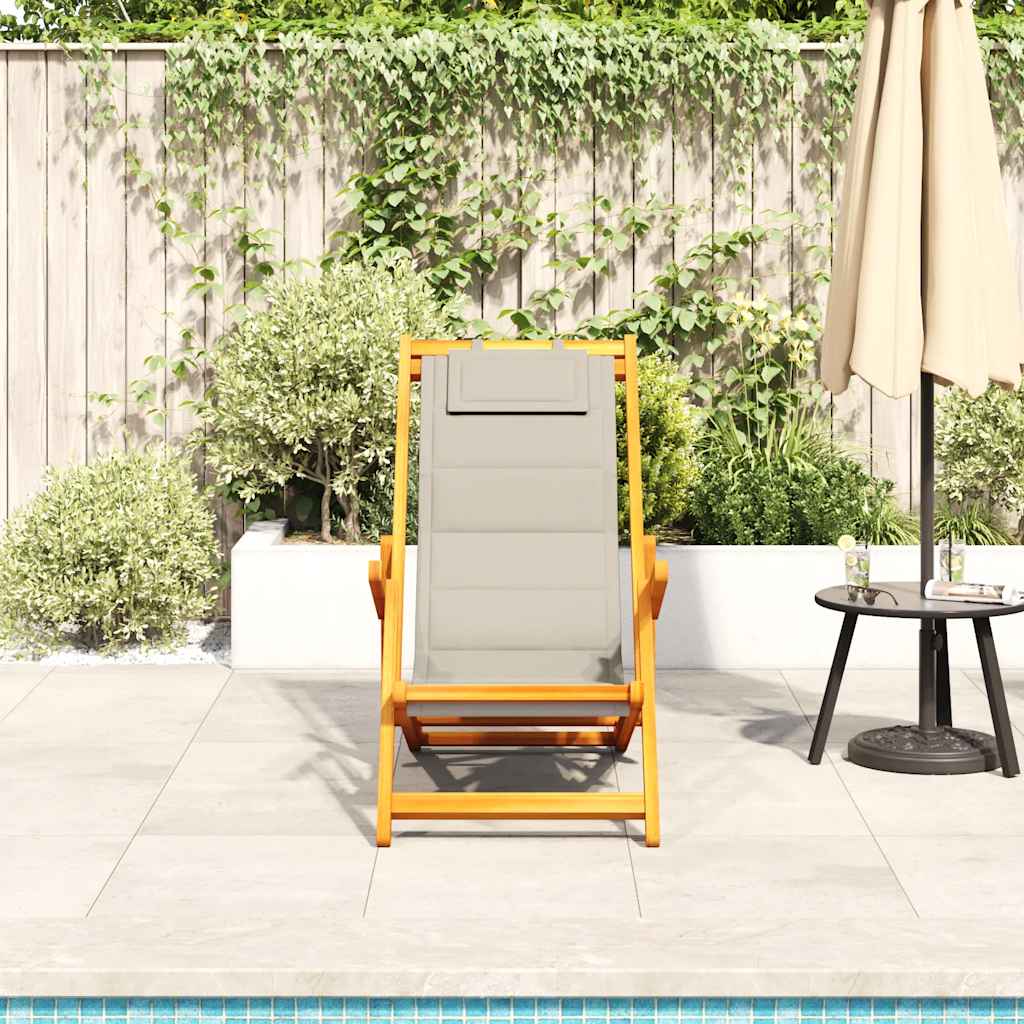 Solid Wood Folding Beach Chair with Armrests