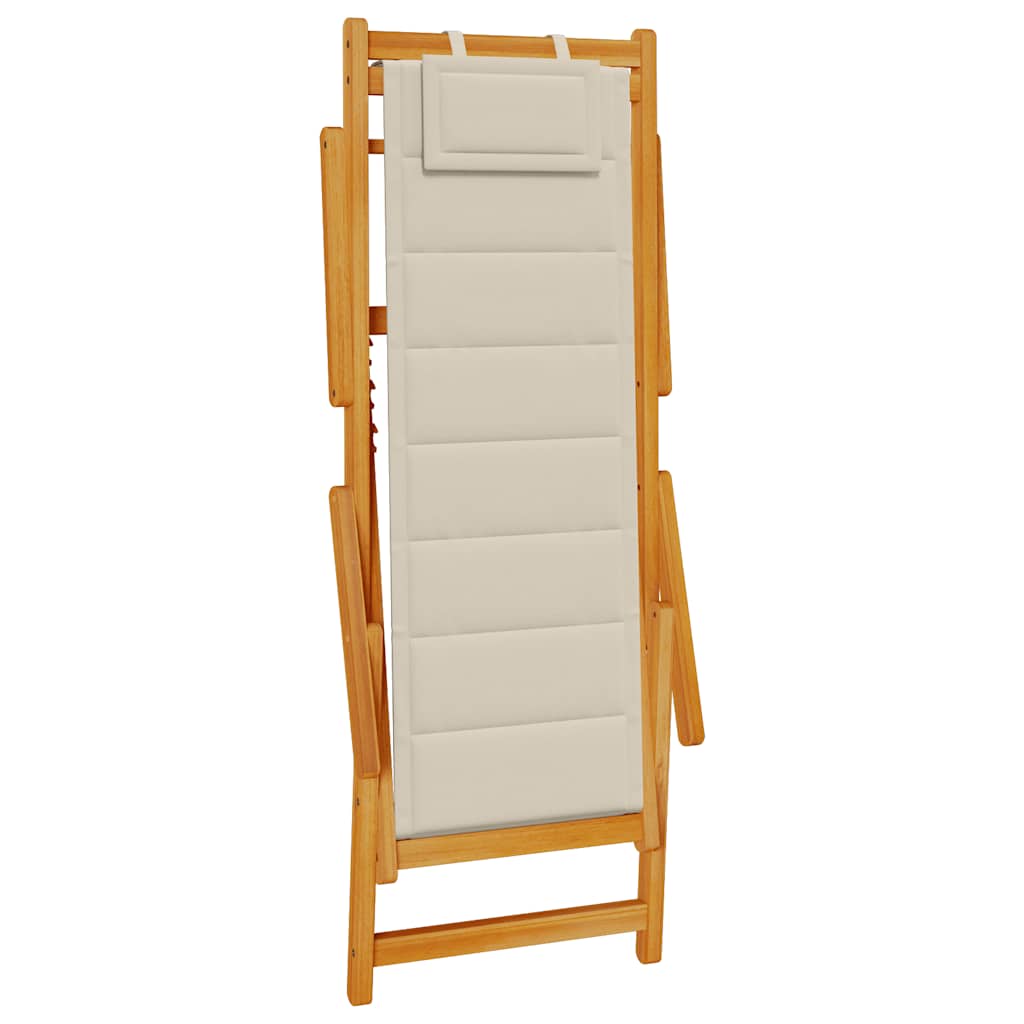 Solid Wood Folding Beach Chair with Armrests