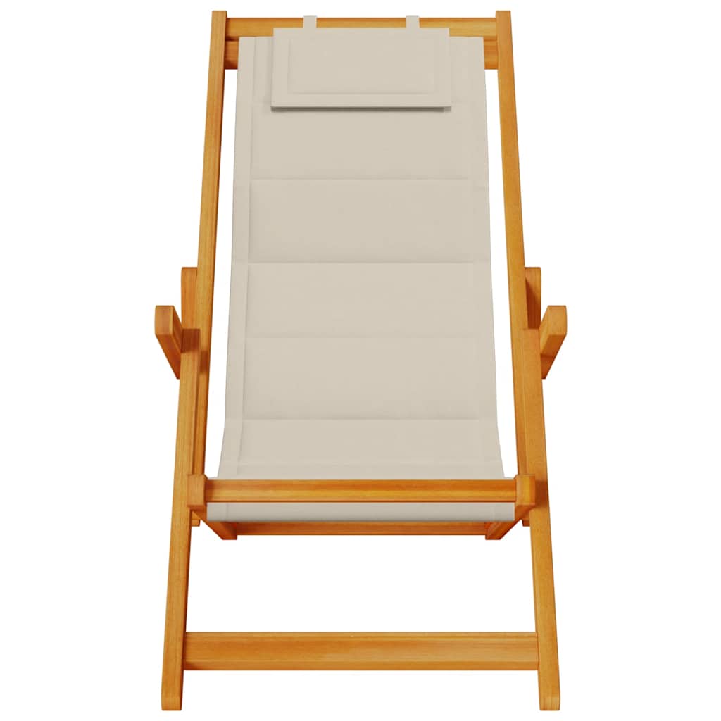 Solid Wood Folding Beach Chair with Armrests