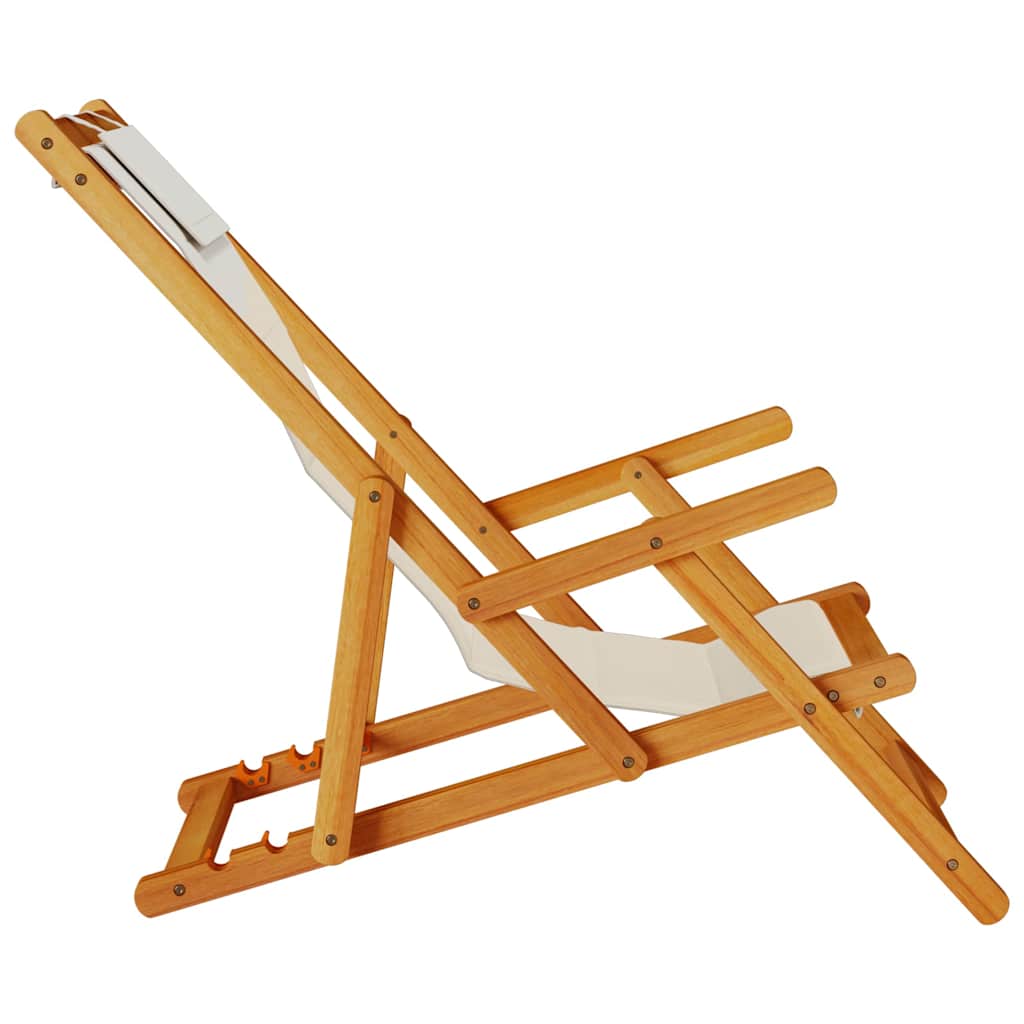 Solid Wood Folding Beach Chair with Armrests