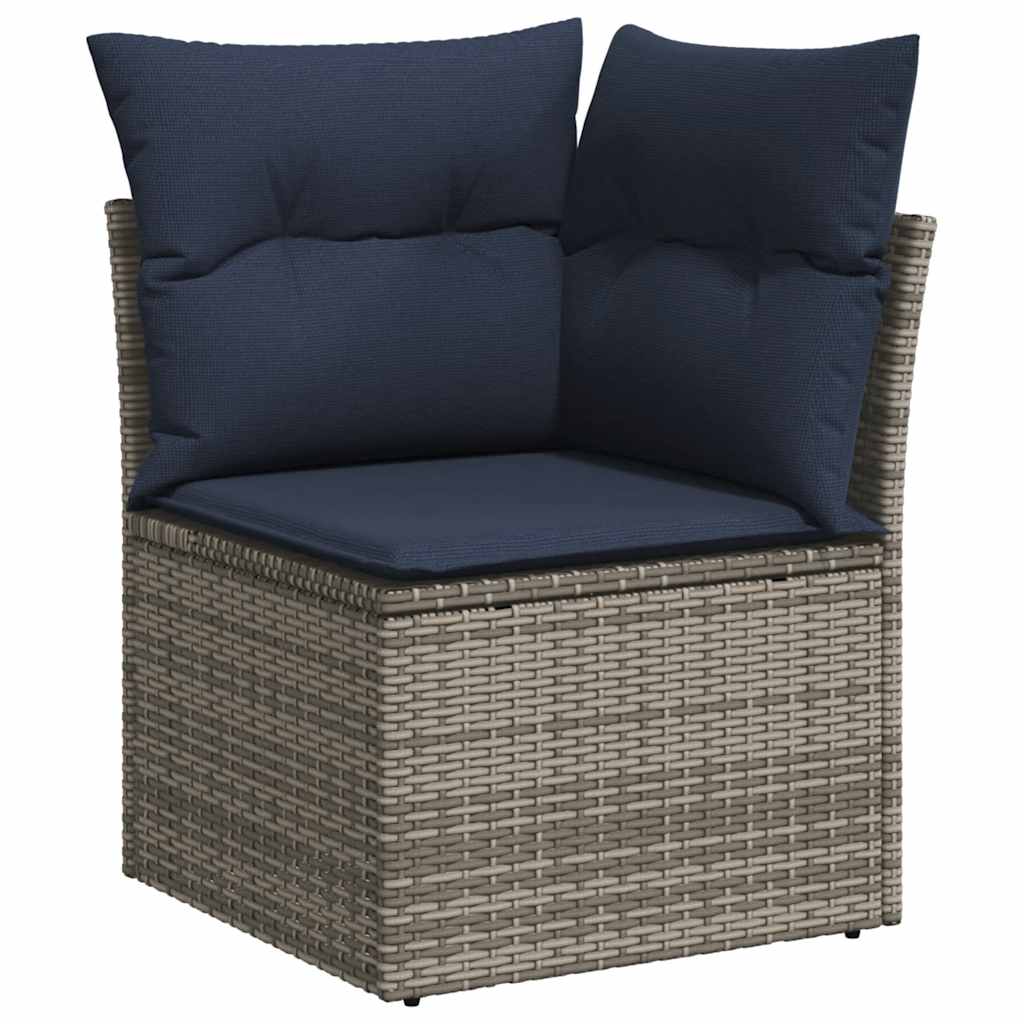 6 Piece Rattan Corner Sofa Set with Table and Cushions