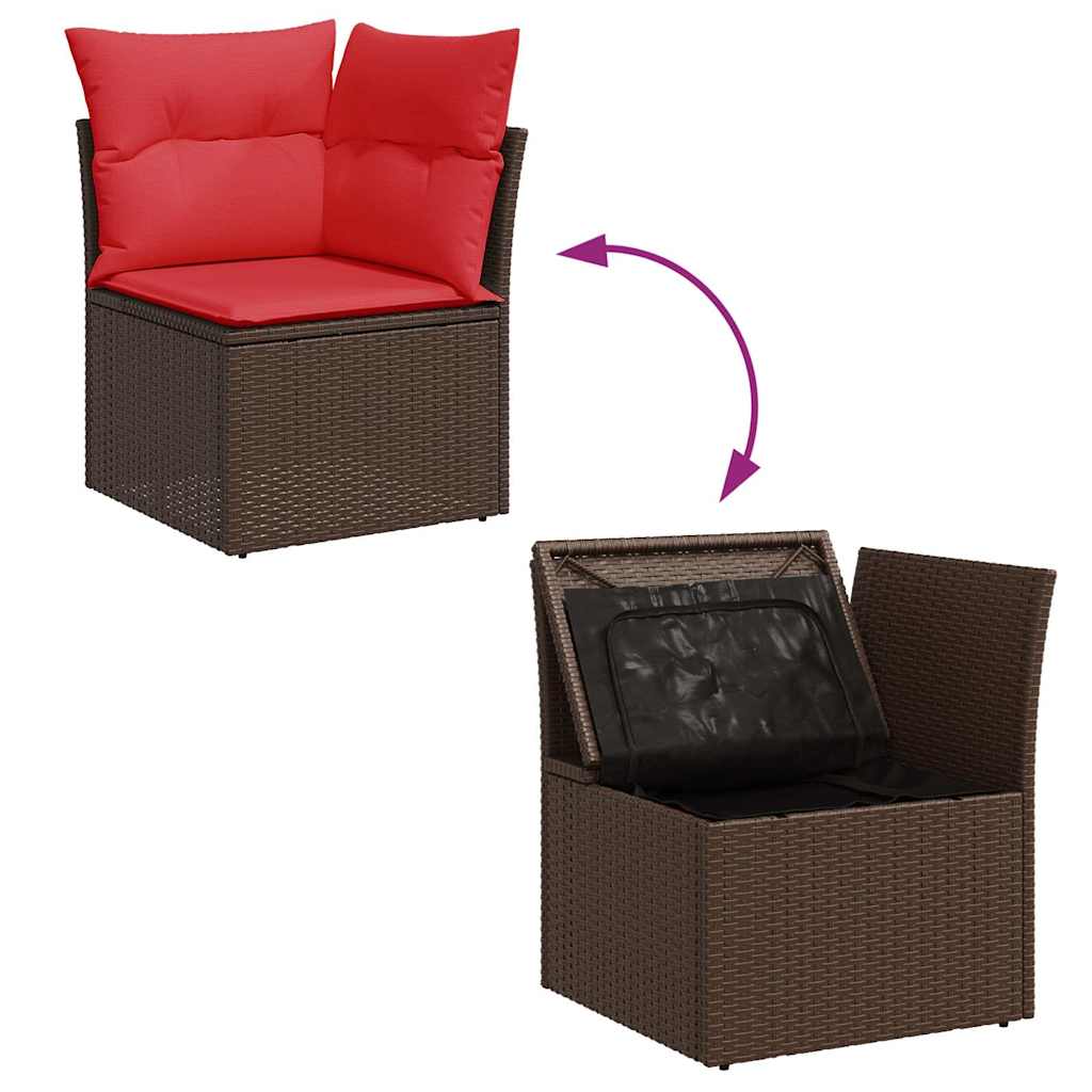 6 Piece Rattan Corner Sofa Set with Table and Cushions