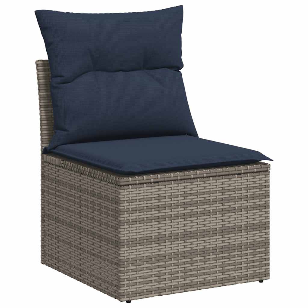 7 Piece L-Shaped Rattan Sofa Set with Cushions and Table