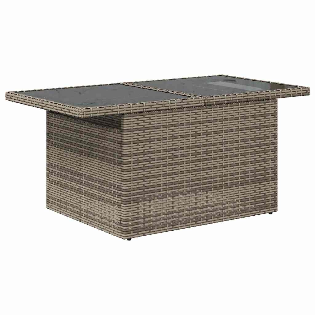 7 Piece L-Shaped Rattan Sofa Set with Cushions and Table