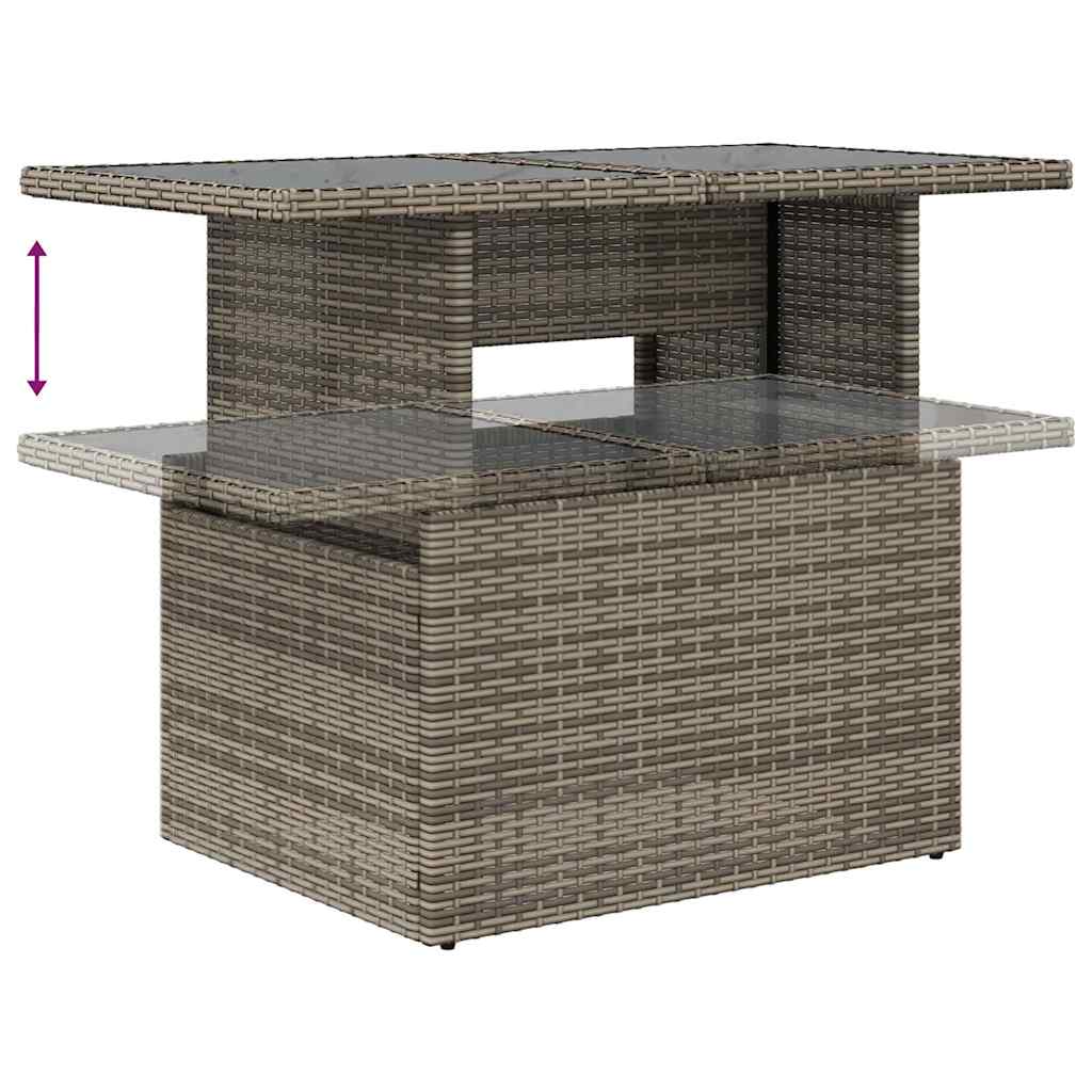 7 Piece L-Shaped Rattan Sofa Set with Cushions and Table