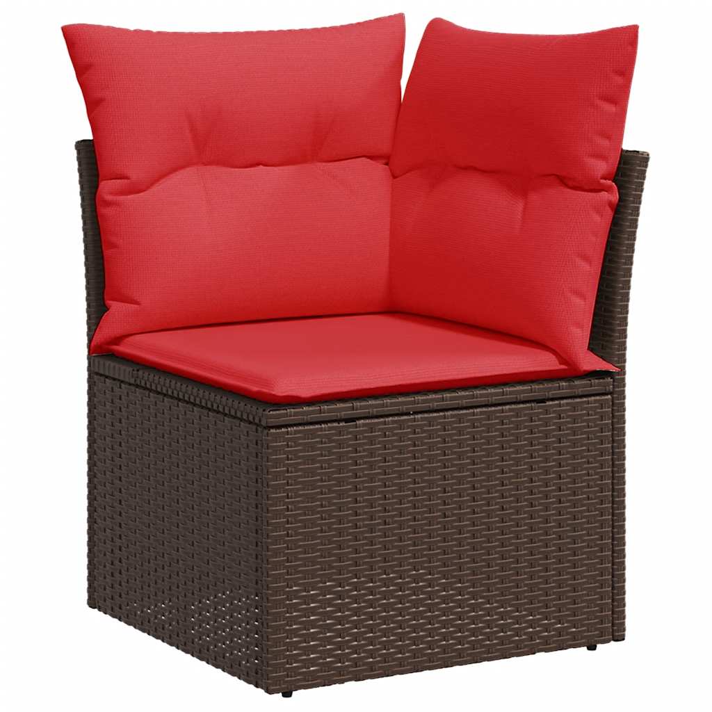 7 Piece L-Shaped Rattan Sofa Set with Cushions and Table