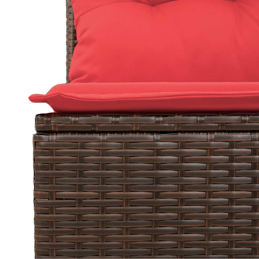 7 Piece L-Shaped Rattan Sofa Set with Cushions and Table