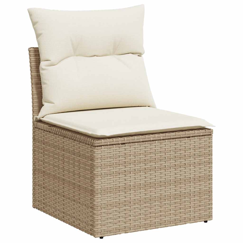 10 Piece Garden Sofa Set with Cushions in Poly Rattan and Acacia Wood