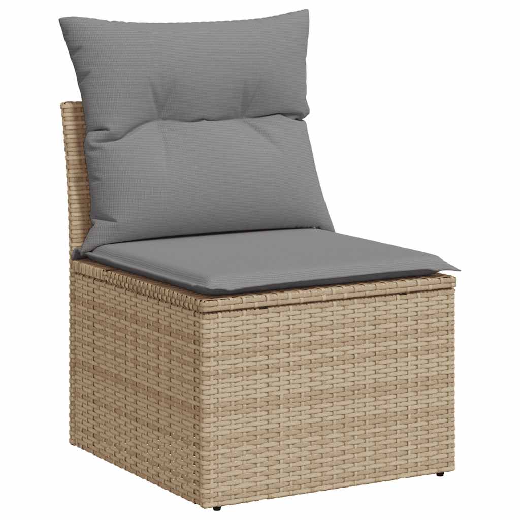 10 Piece Garden Sofa Set with Cushions in Poly Rattan and Acacia Wood