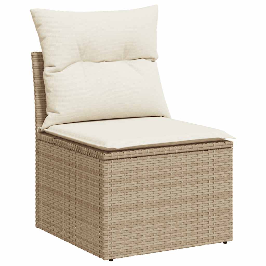 10 Piece Garden Sofa Set with Cushions in Poly Rattan and Acacia Wood