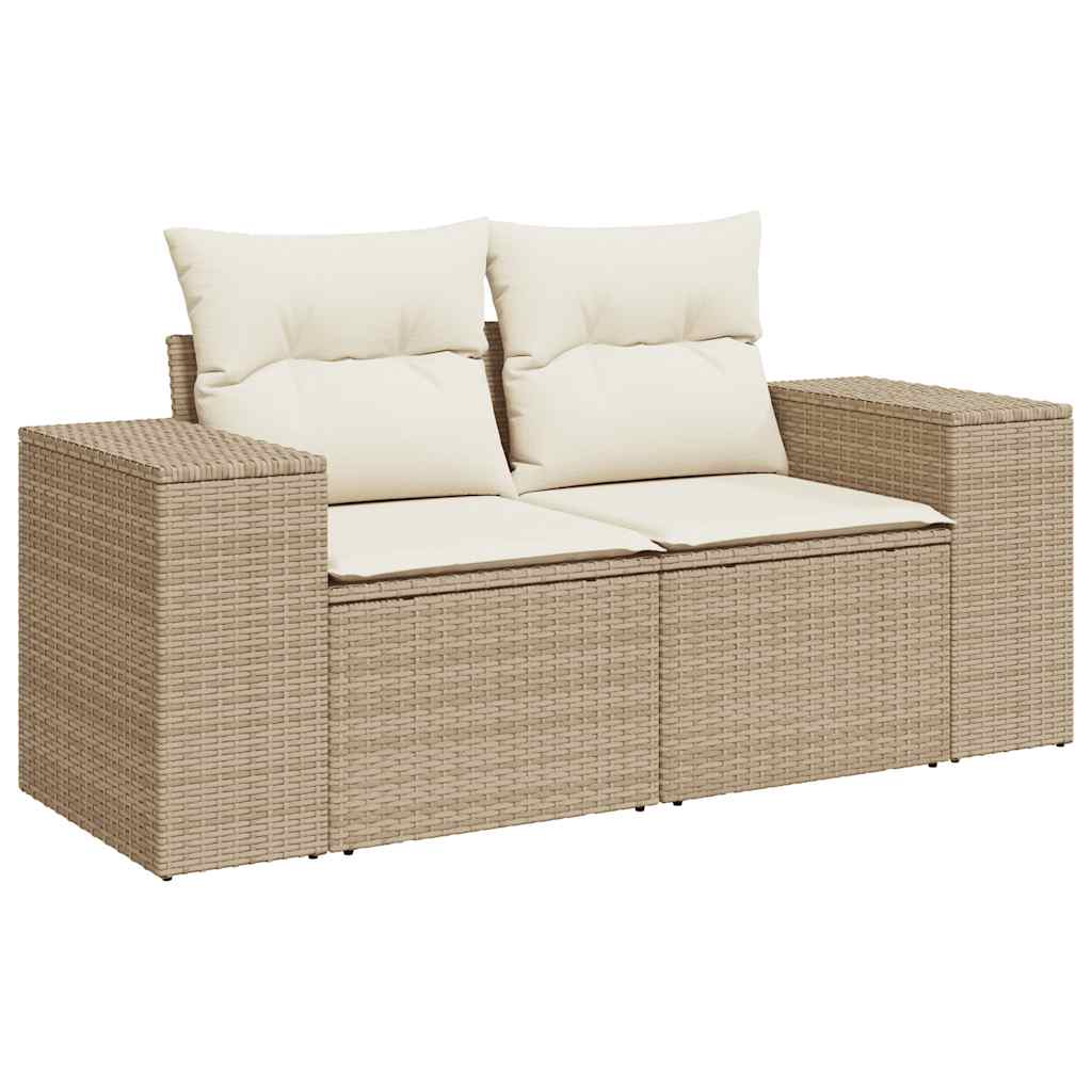10 Piece Garden Sofa Set with Cushions in Poly Rattan and Acacia Wood