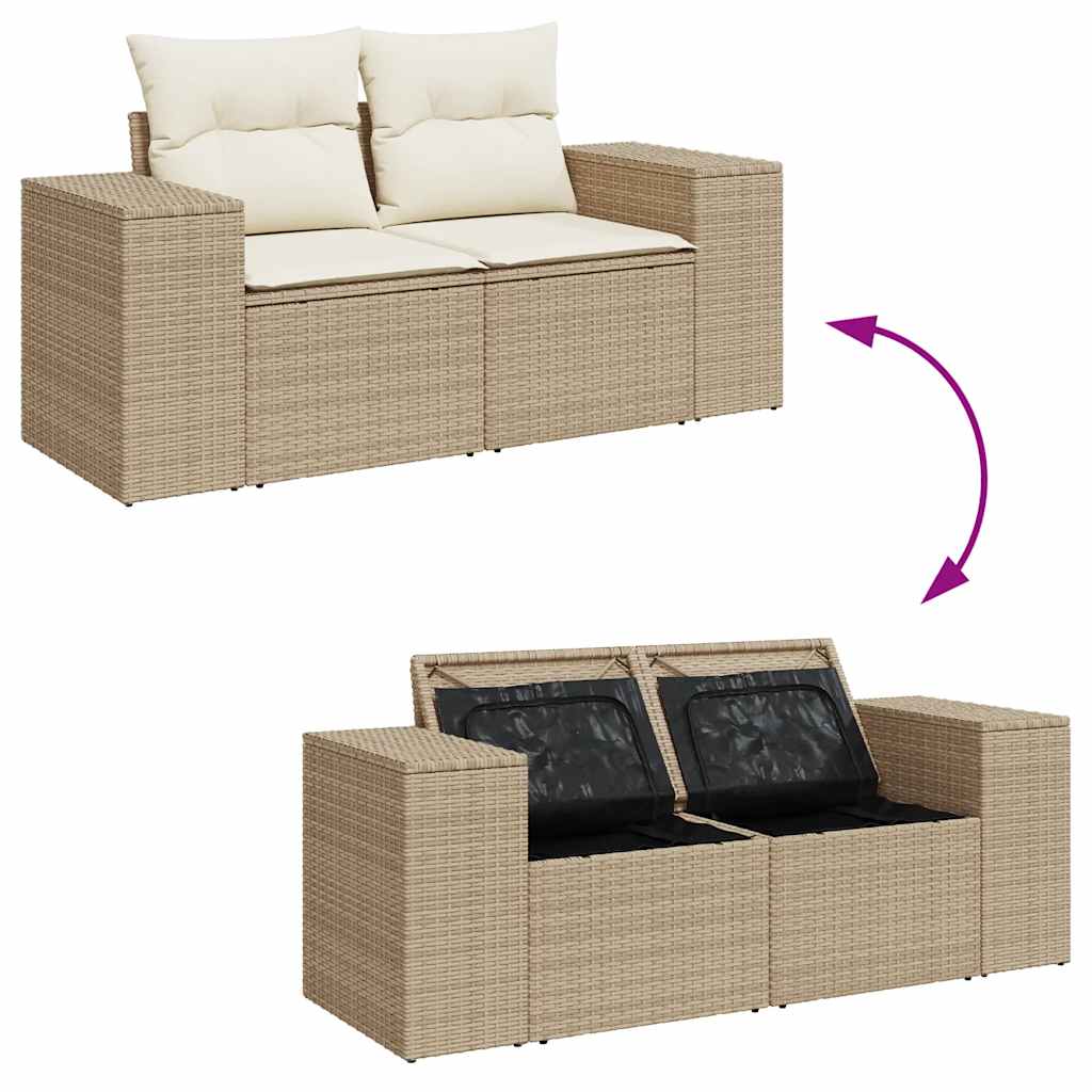 10 Piece Garden Sofa Set with Cushions in Poly Rattan and Acacia Wood