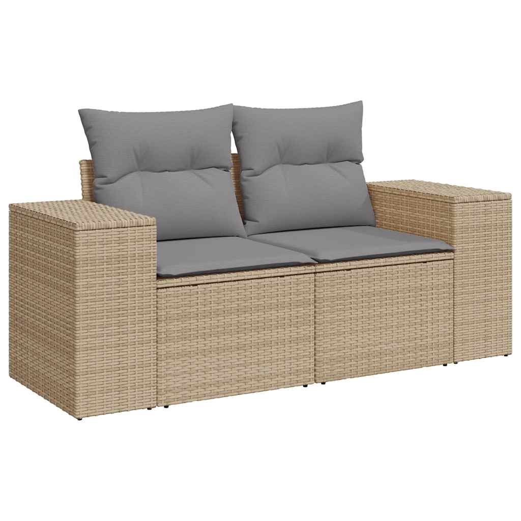 10 Piece Garden Sofa Set with Cushions in Poly Rattan and Acacia Wood