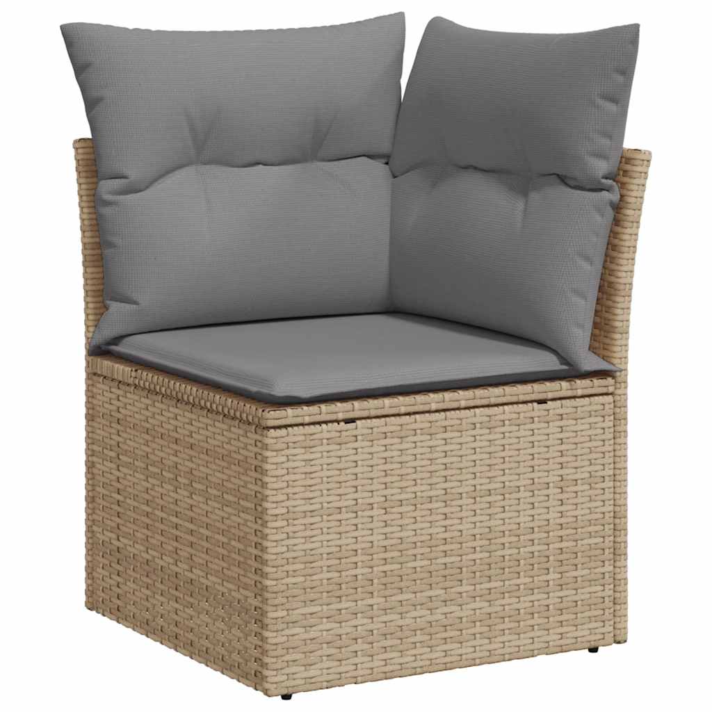 10 Piece Garden Sofa Set with Cushions in Poly Rattan and Acacia Wood