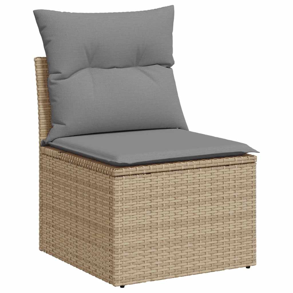 10 Piece Garden Sofa Set with Cushions in Poly Rattan and Acacia Wood