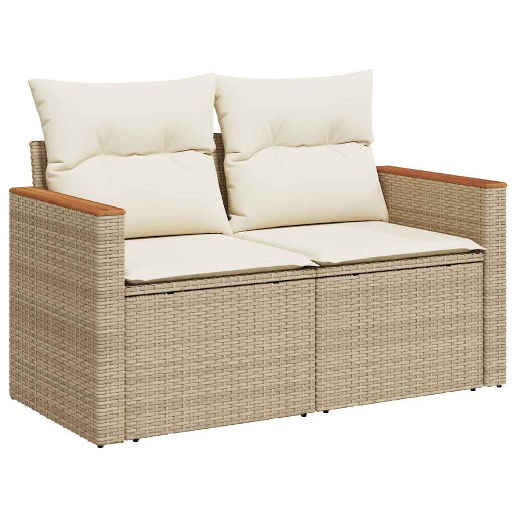 11 Piece Rattan and Acacia Wood Garden Sofa Set with Cushions