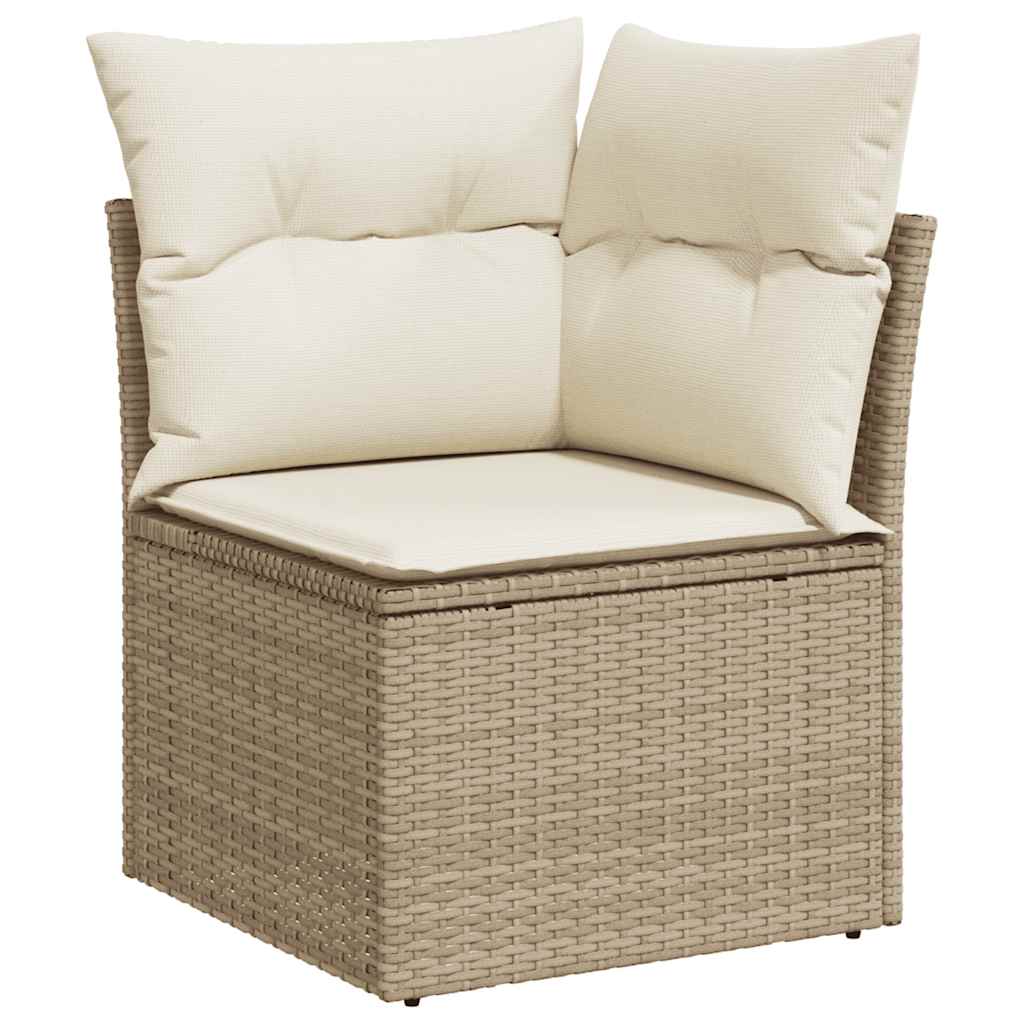 11 Piece Rattan and Acacia Wood Garden Sofa Set with Cushions