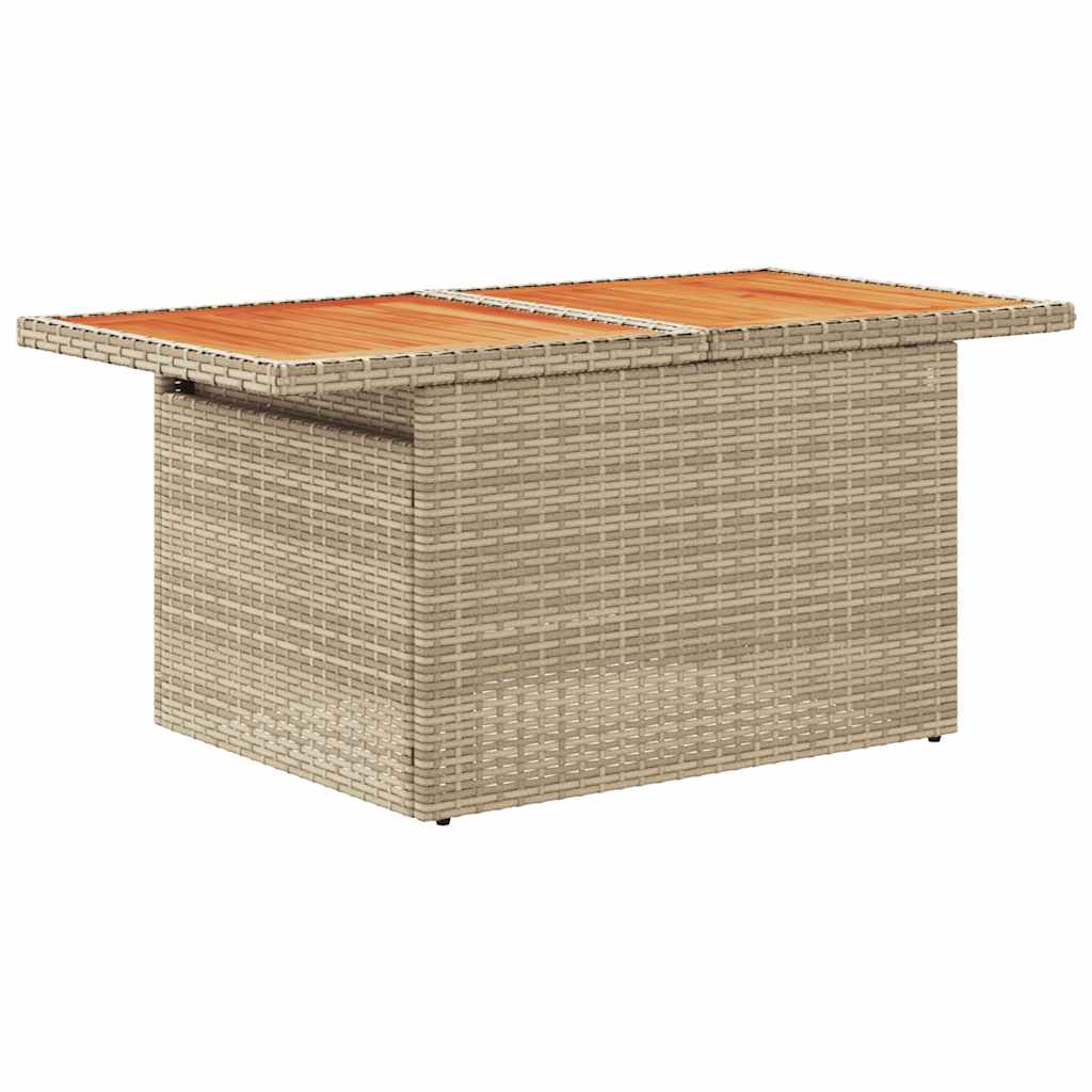 11 Piece Rattan and Acacia Wood Garden Sofa Set with Cushions