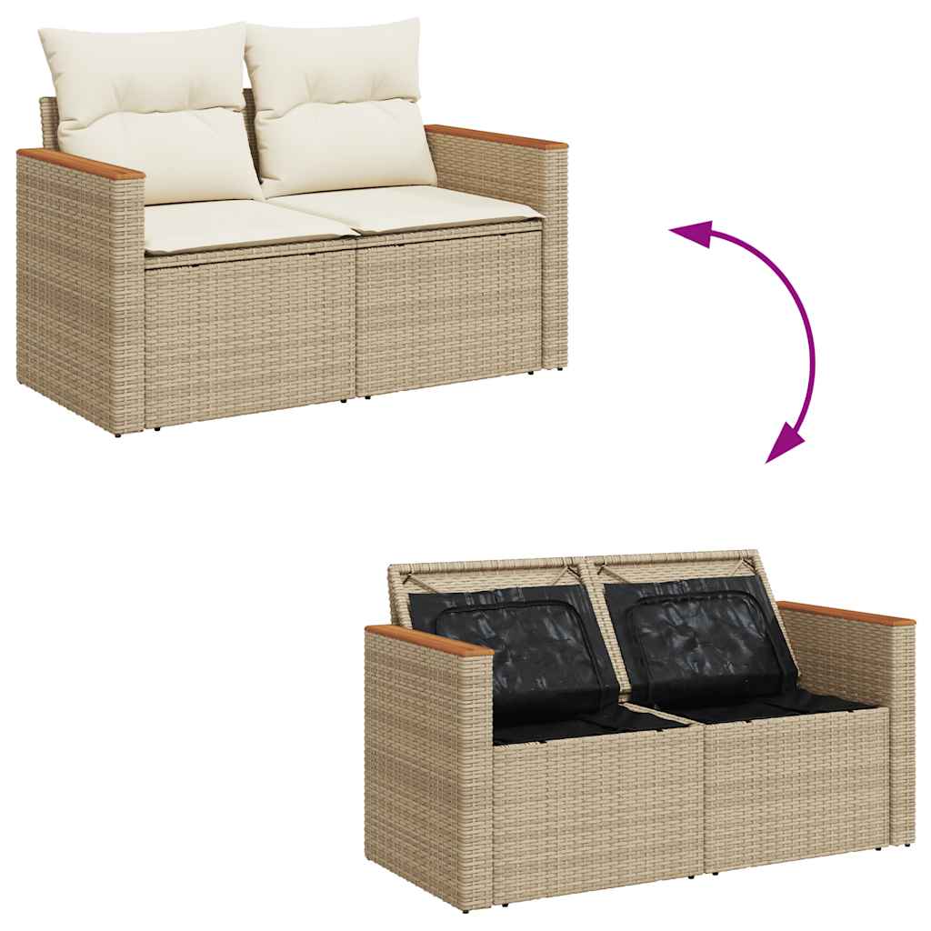 11 Piece Rattan and Acacia Wood Garden Sofa Set with Cushions
