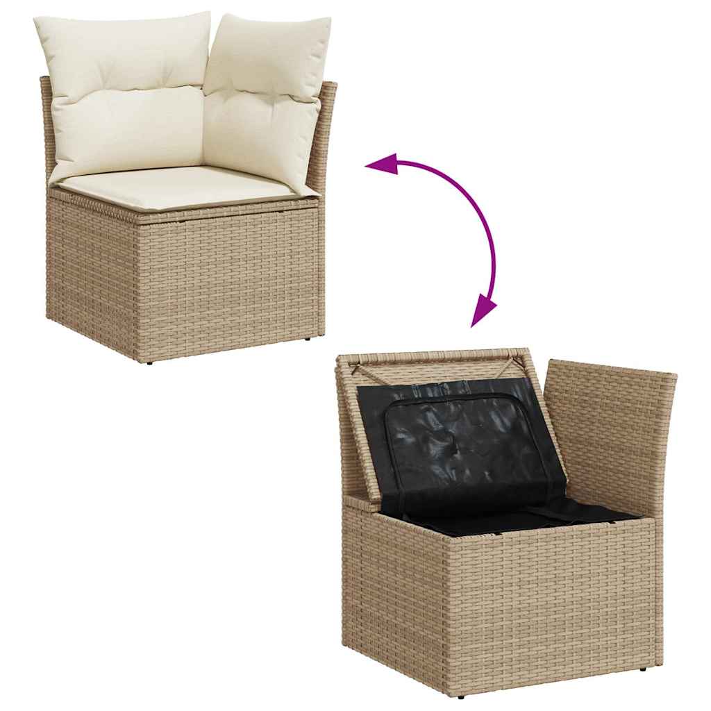11 Piece Rattan and Acacia Wood Garden Sofa Set with Cushions