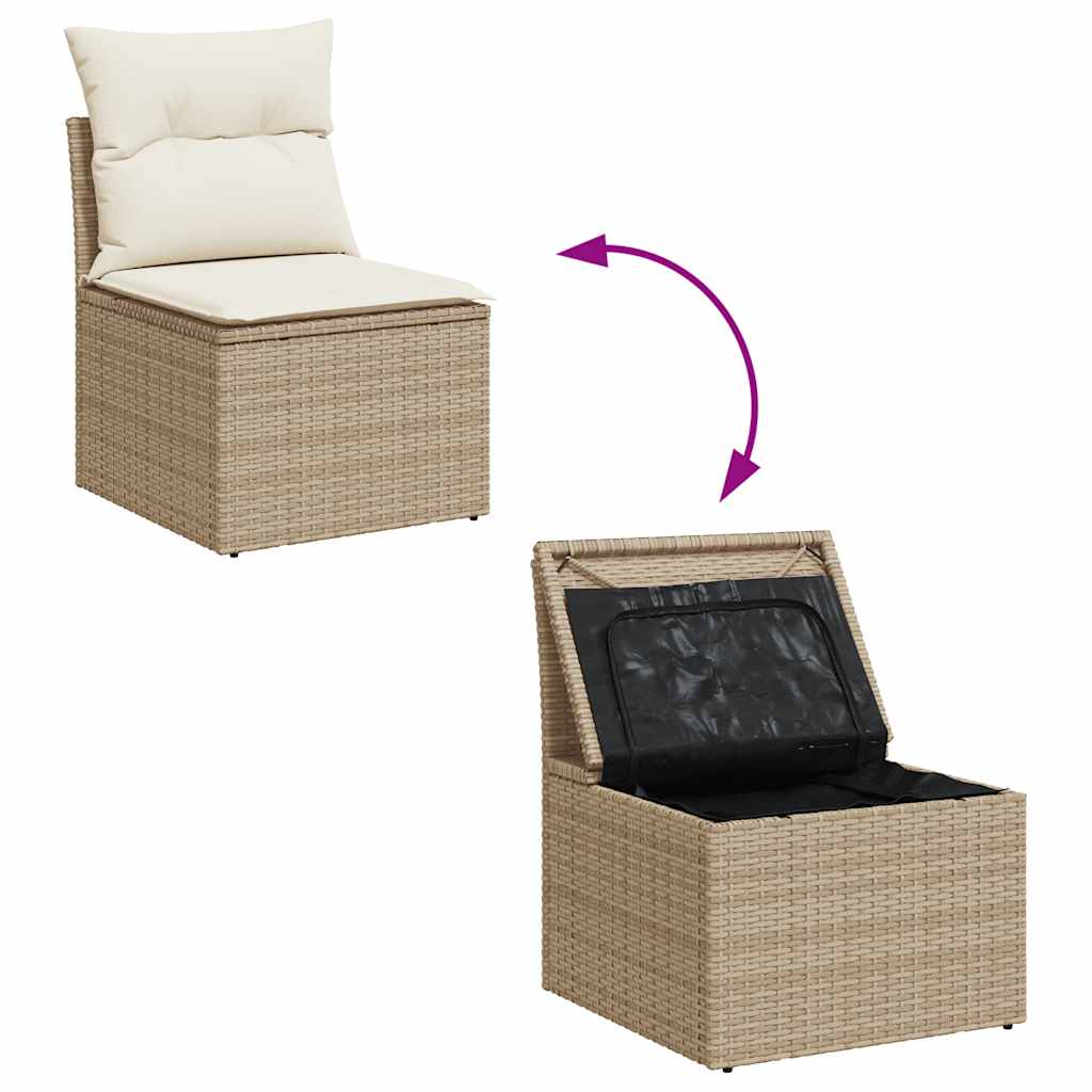 11 Piece Rattan and Acacia Wood Garden Sofa Set with Cushions