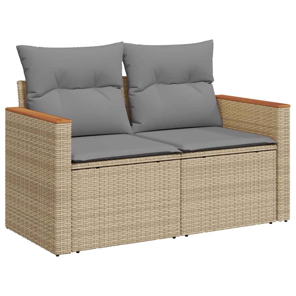 11 Piece Rattan and Acacia Wood Garden Sofa Set with Cushions