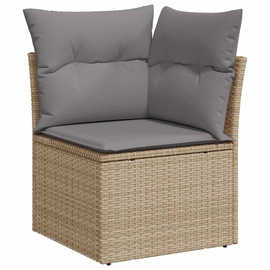 11 Piece Rattan and Acacia Wood Garden Sofa Set with Cushions