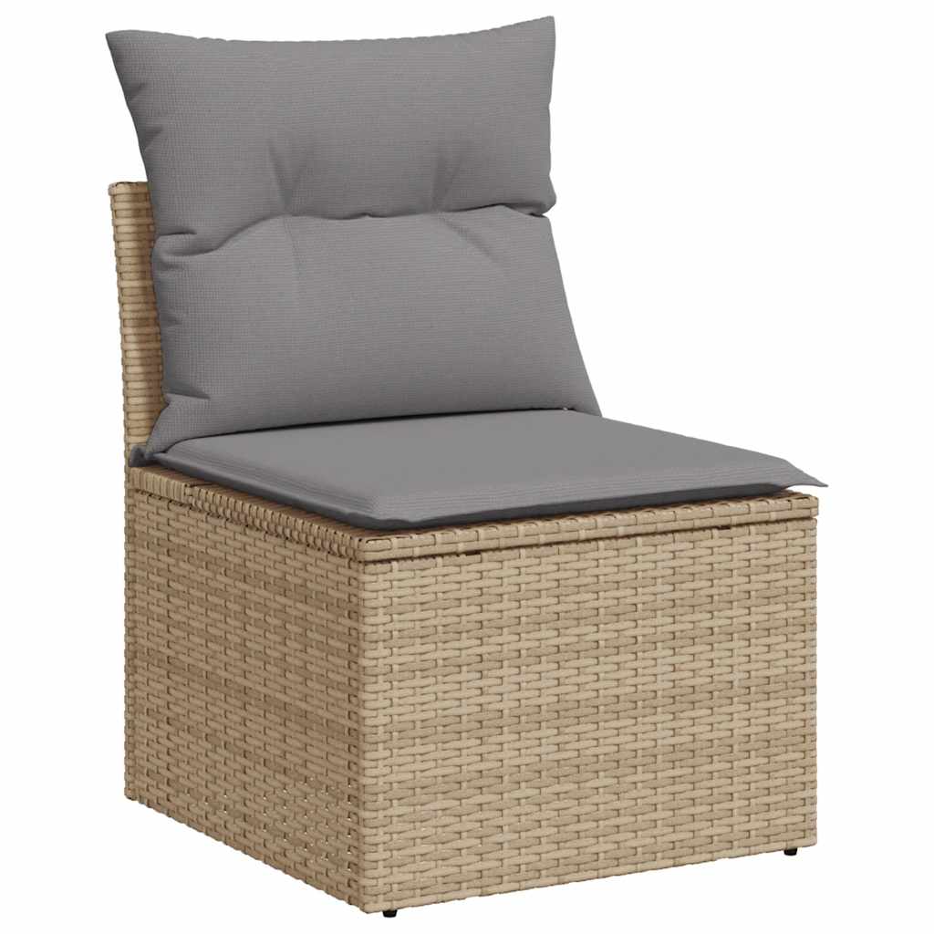 11 Piece Rattan and Acacia Wood Garden Sofa Set with Cushions