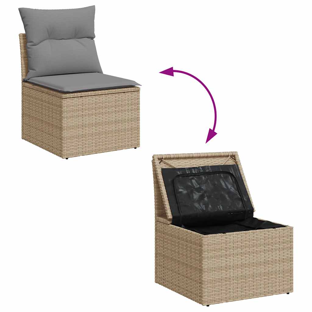 11 Piece Rattan and Acacia Wood Garden Sofa Set with Cushions
