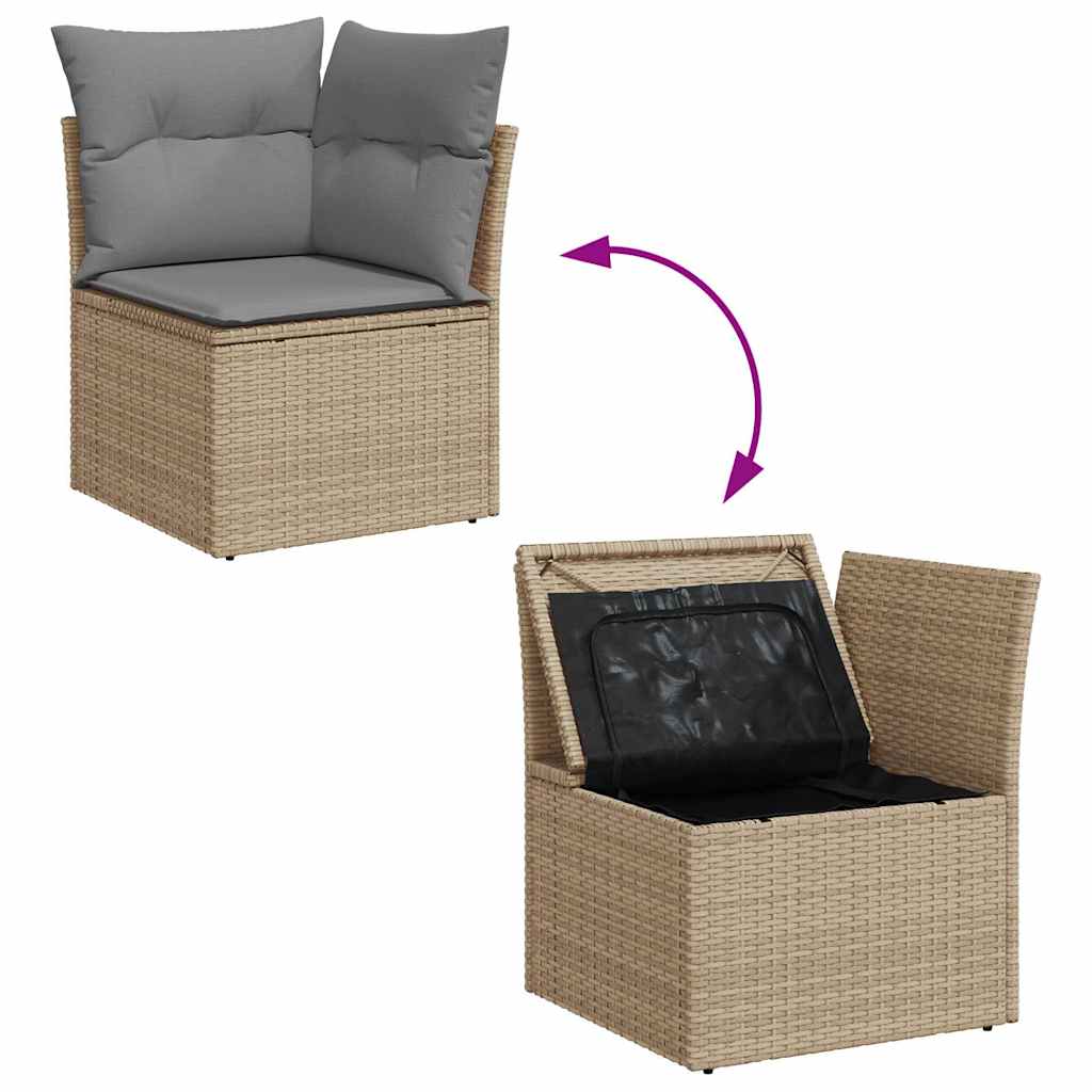 11 Piece Rattan and Acacia Wood Garden Sofa Set with Cushions
