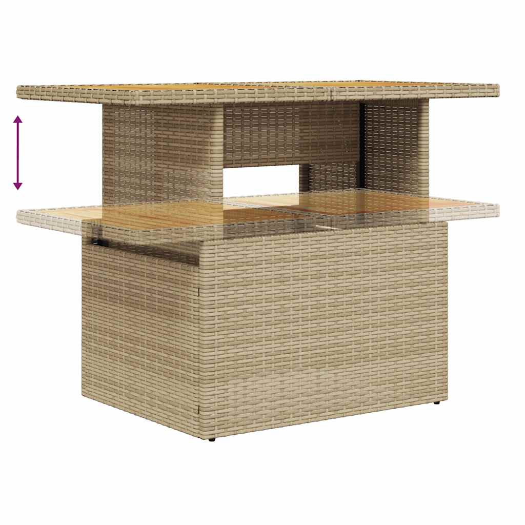11 Piece Rattan and Acacia Wood Garden Sofa Set with Cushions