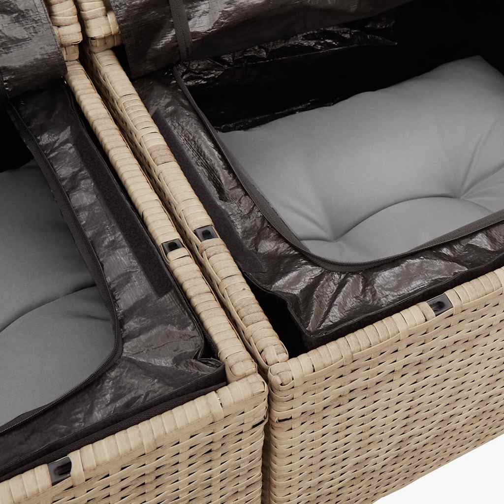 11 Piece Rattan and Acacia Wood Garden Sofa Set with Cushions