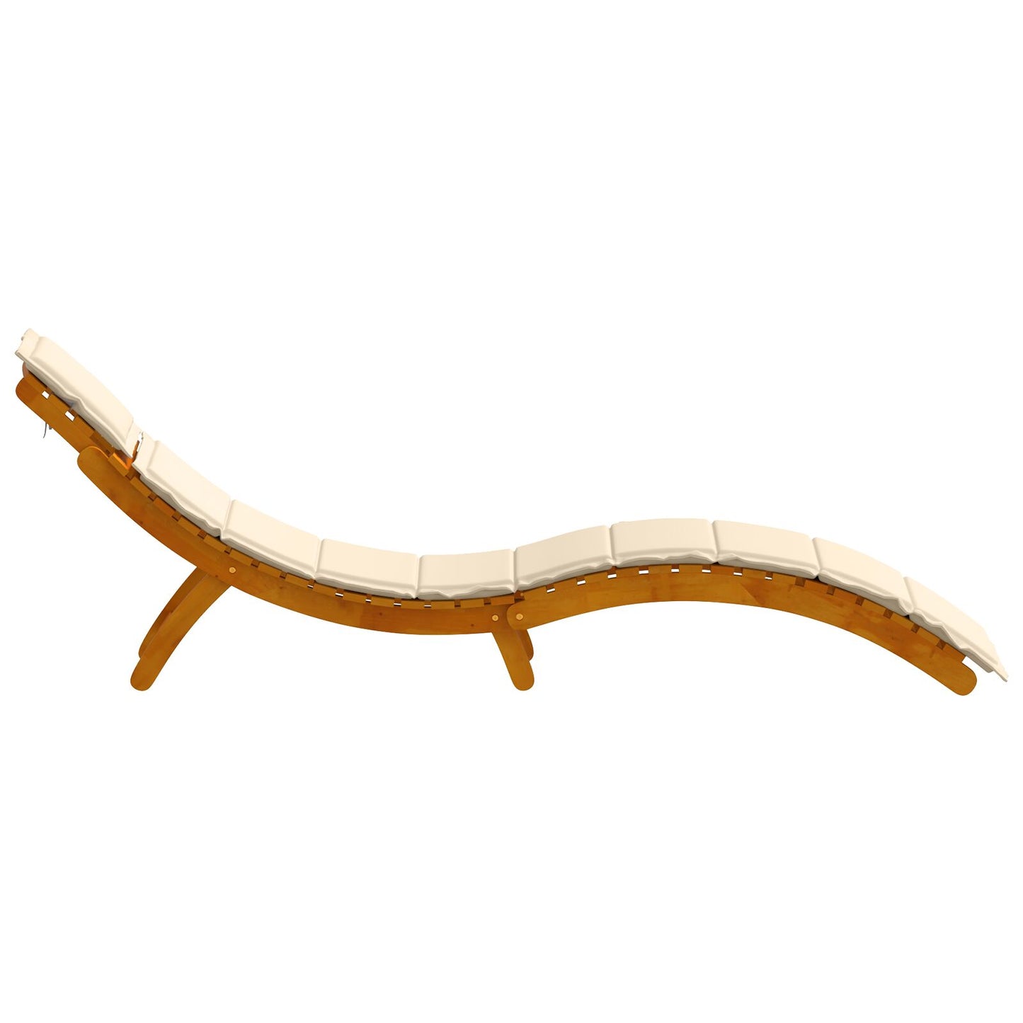 Curved Sun Loungers with Cushions in Solid Acacia Wood - 2 Pieces