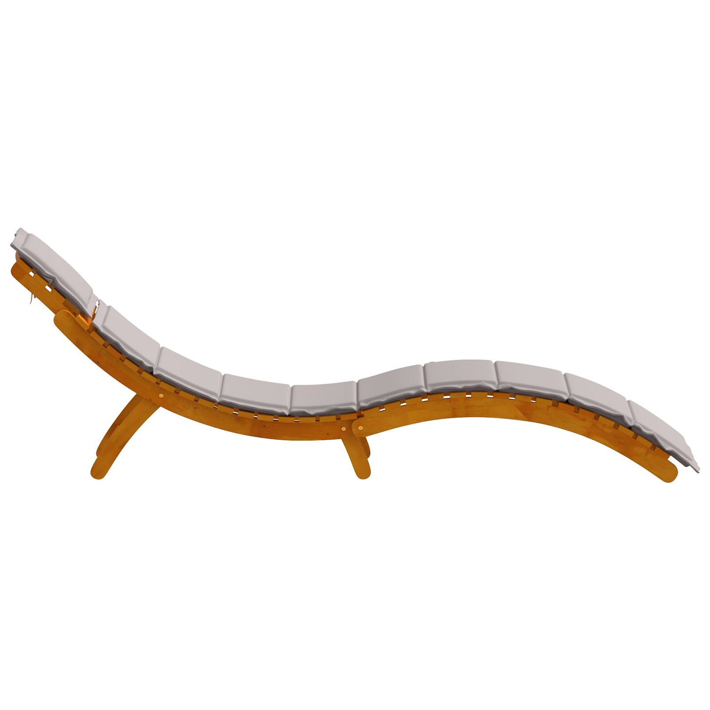 Curved Sun Loungers with Cushions in Solid Acacia Wood - 2 Pieces