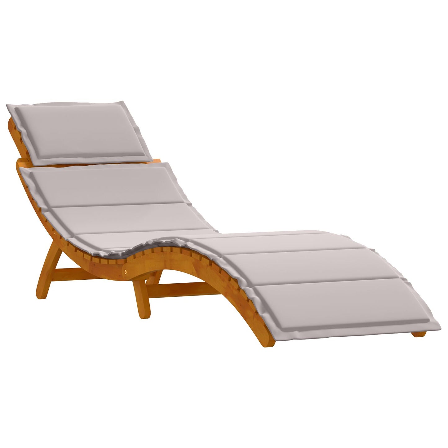 Curved Sun Loungers with Cushions in Solid Acacia Wood - 2 Pieces