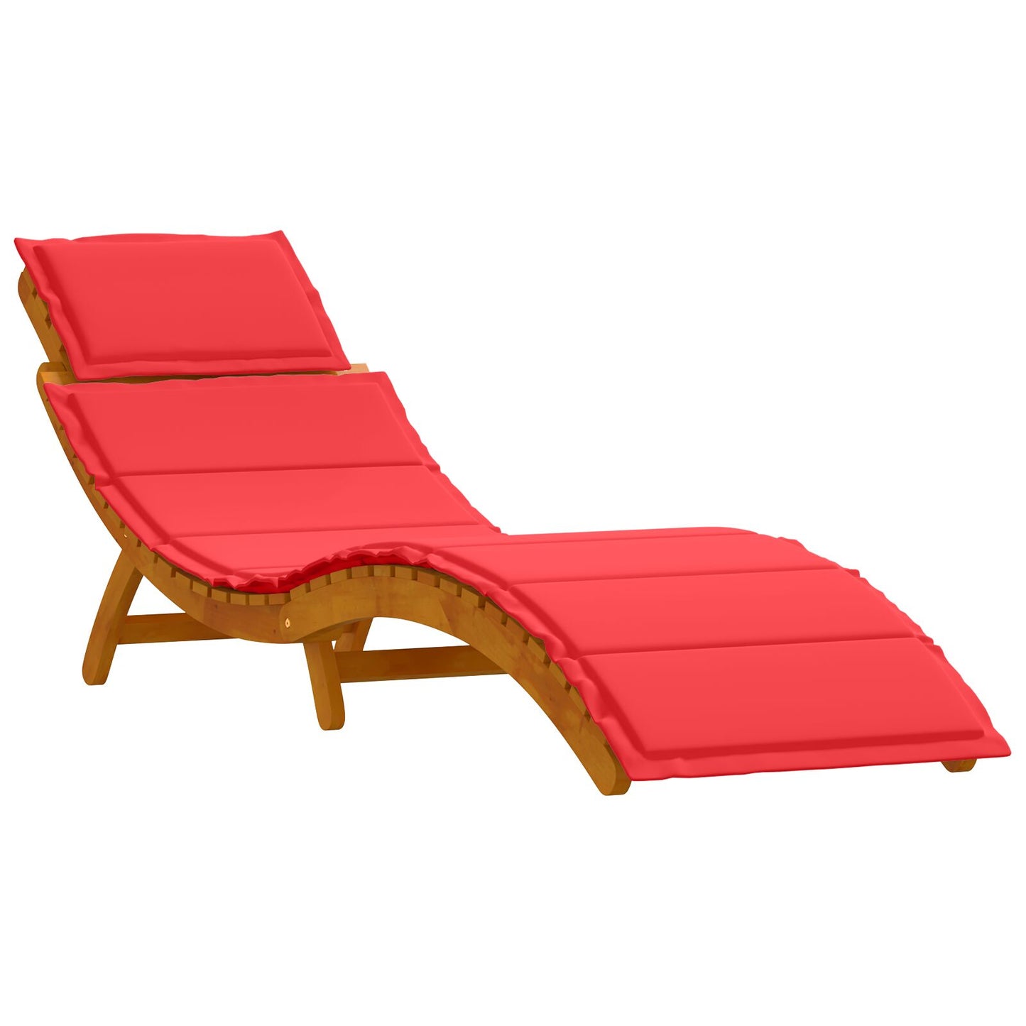 Curved Sun Loungers with Cushions in Solid Acacia Wood - 2 Pieces