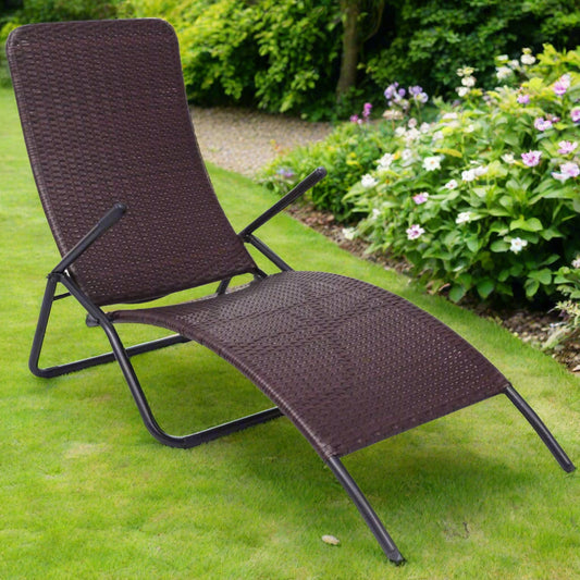 Folding Sun Lounger in Poly Rattan