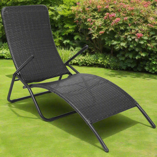 Folding Sun Lounger in Poly Rattan