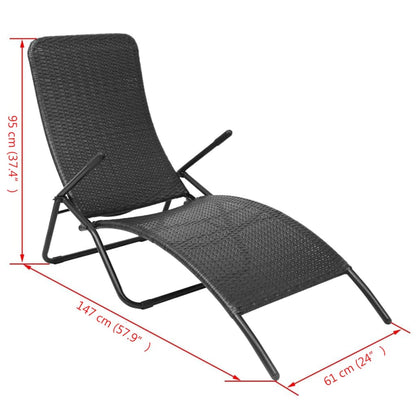 Folding Sun Lounger in Poly Rattan