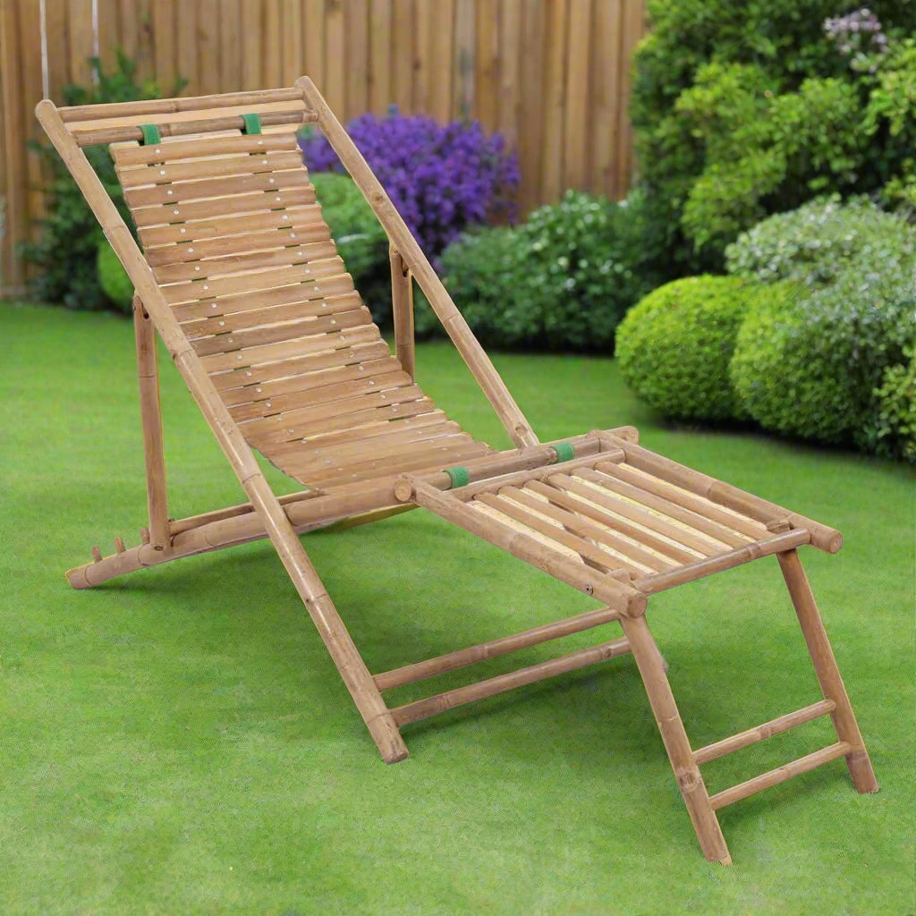 Bamboo Deck Chair with Footrest