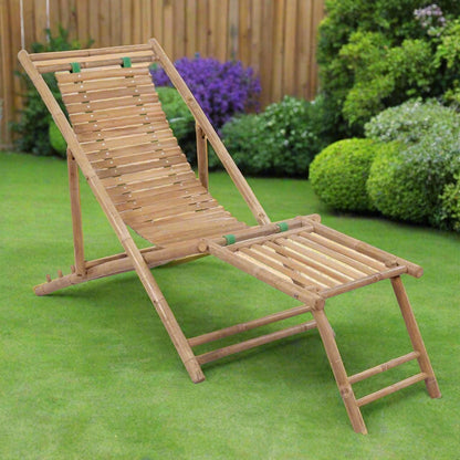 Bamboo Deck Chair with Footrest