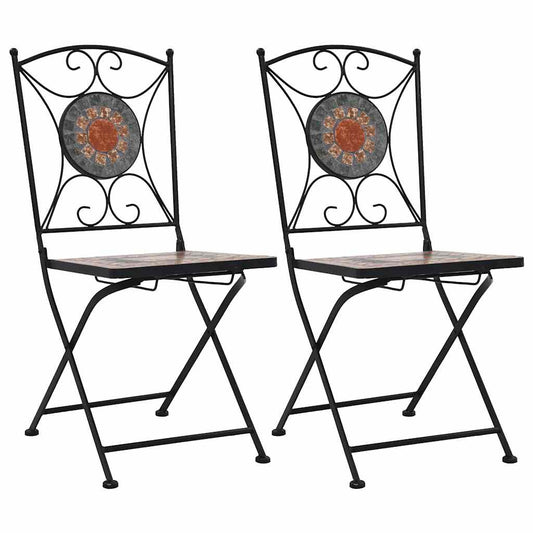 Mosaic Tile Bistro Chairs in Orange/Grey - 2 pcs