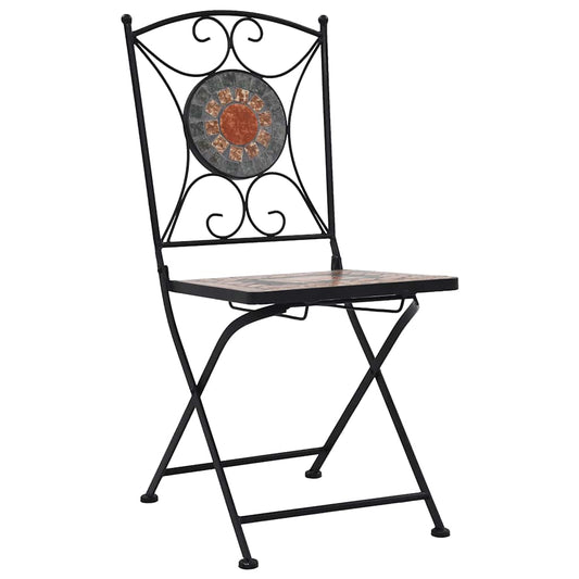 Mosaic Tile Bistro Chairs in Orange/Grey - 2 pcs