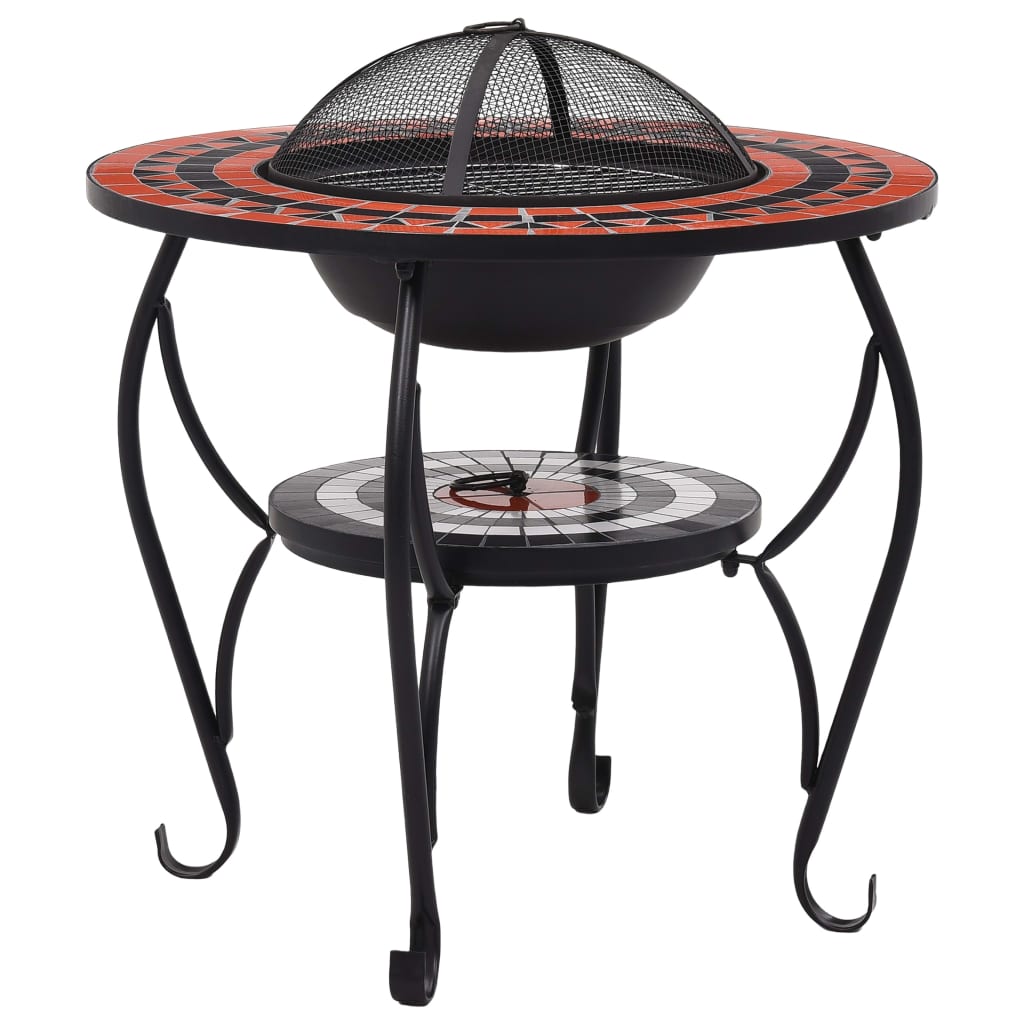 Ceramic Mosaic Fire Pit Table with Mid-Table