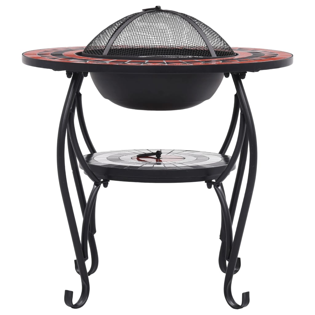 Ceramic Mosaic Fire Pit Table with Mid-Table