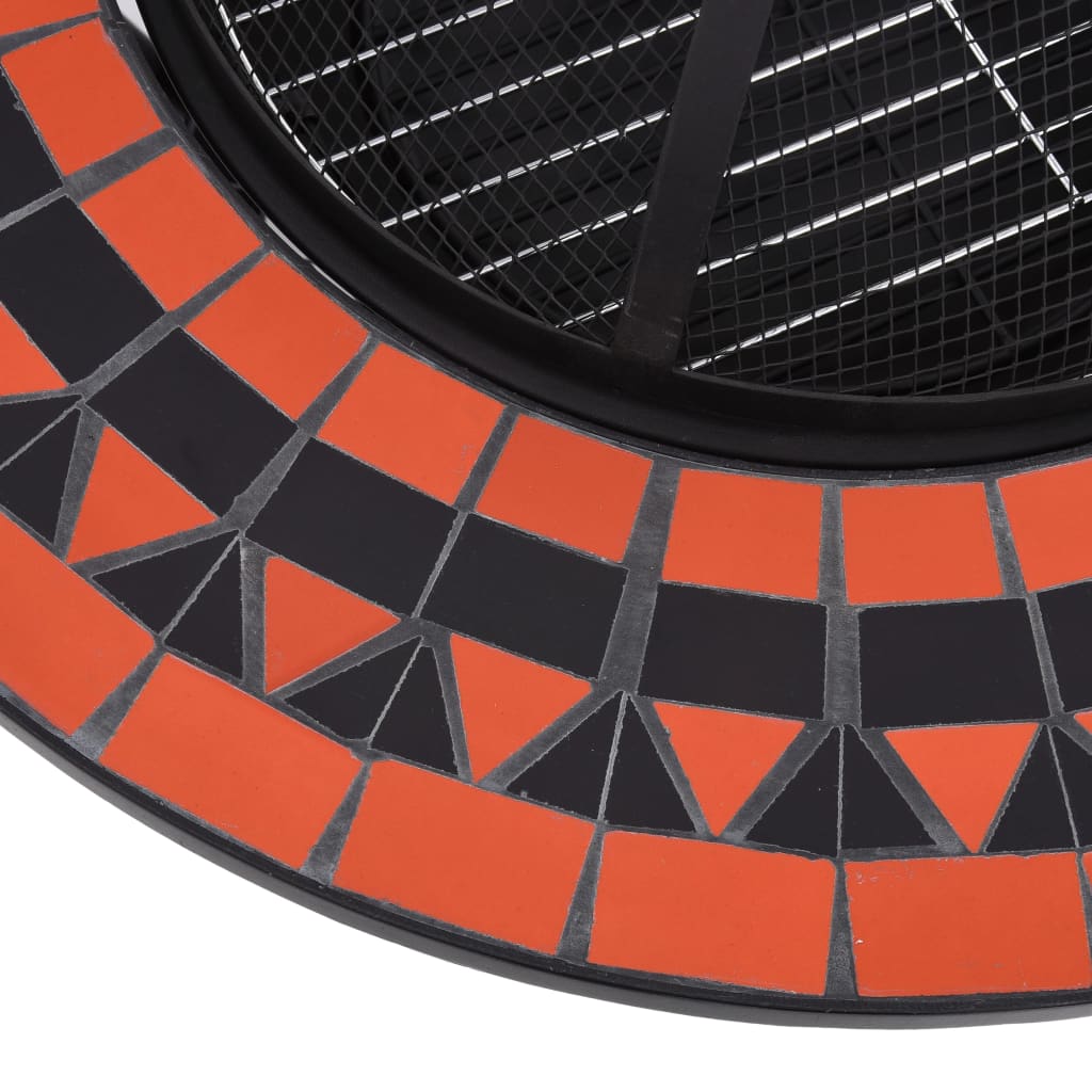 Ceramic Mosaic Fire Pit Table with Mid-Table