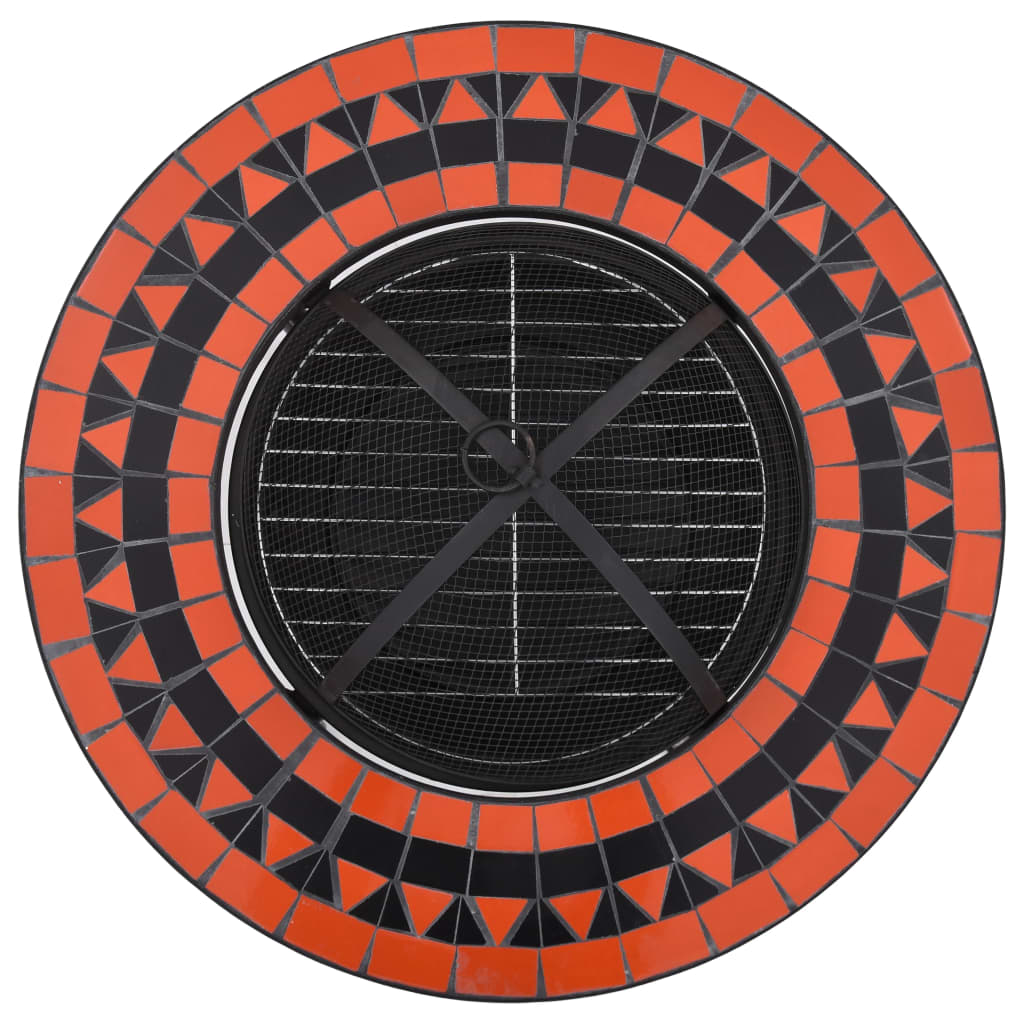 Ceramic Mosaic Fire Pit Table with Mid-Table