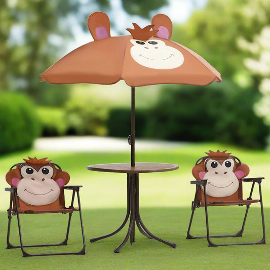 3 Piece Kids' Animal Garden Bistro Set with Parasol